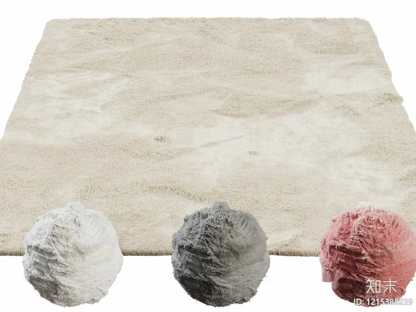 A Rectangular Rug With Three Balls Of Yarn 3D Model – 10258 – VRAY Render