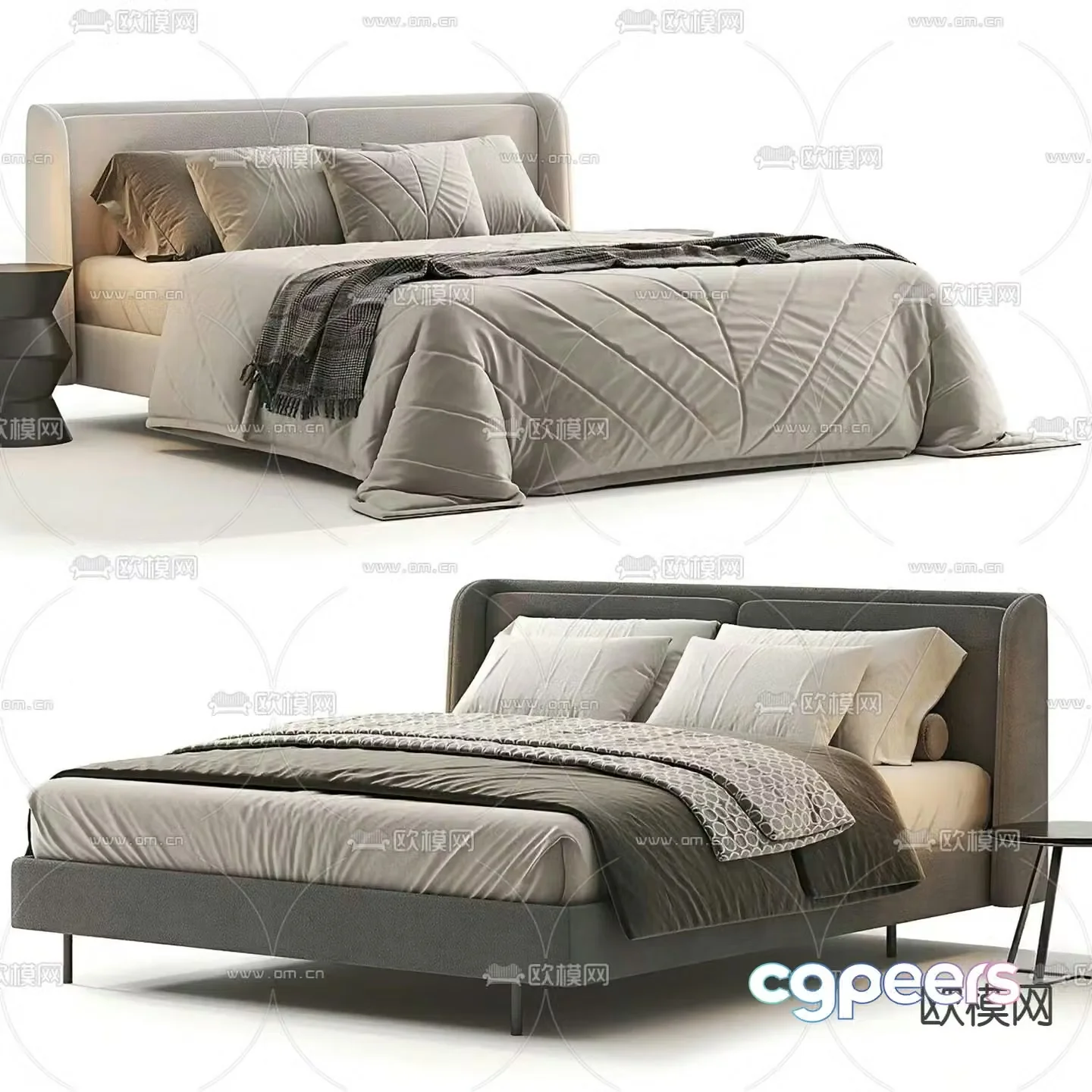 Modern double bed 3d model