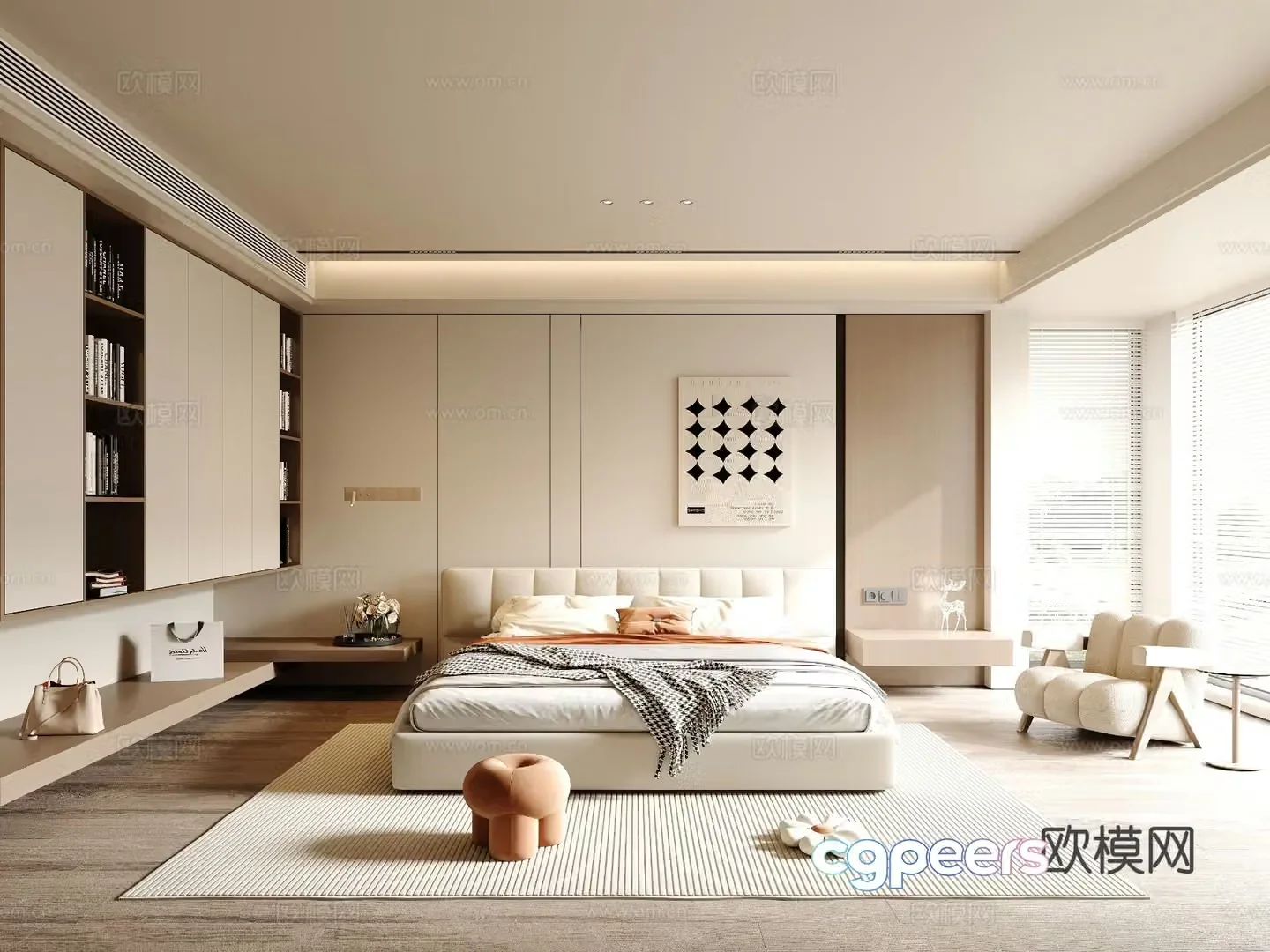 Cream style bedroom master bedroom 3d model