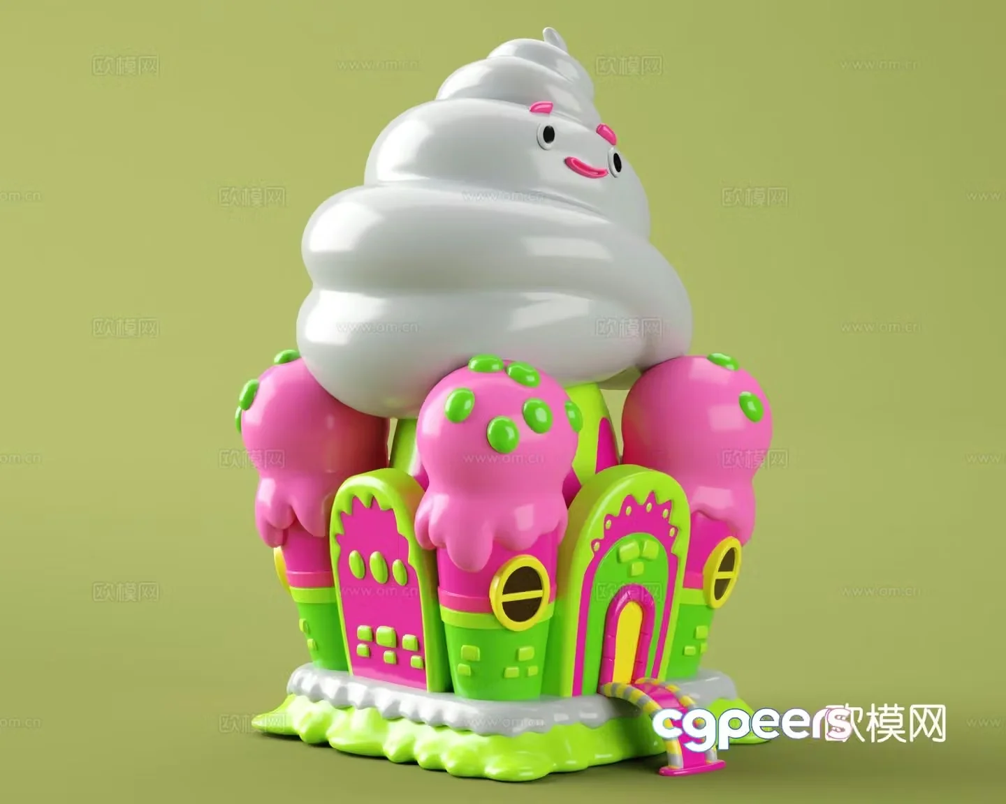 Cartoon building cartoon scene dessert house candy house 3d model
