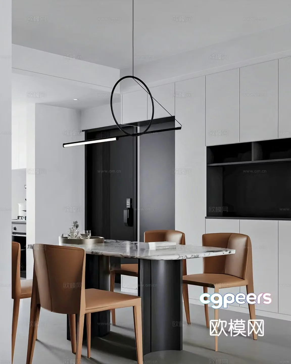 Modern dining table and chairs 3d model