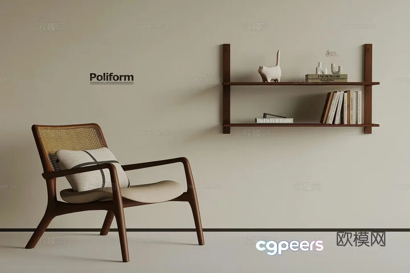 Middle style storage rack leisure chair 3d model