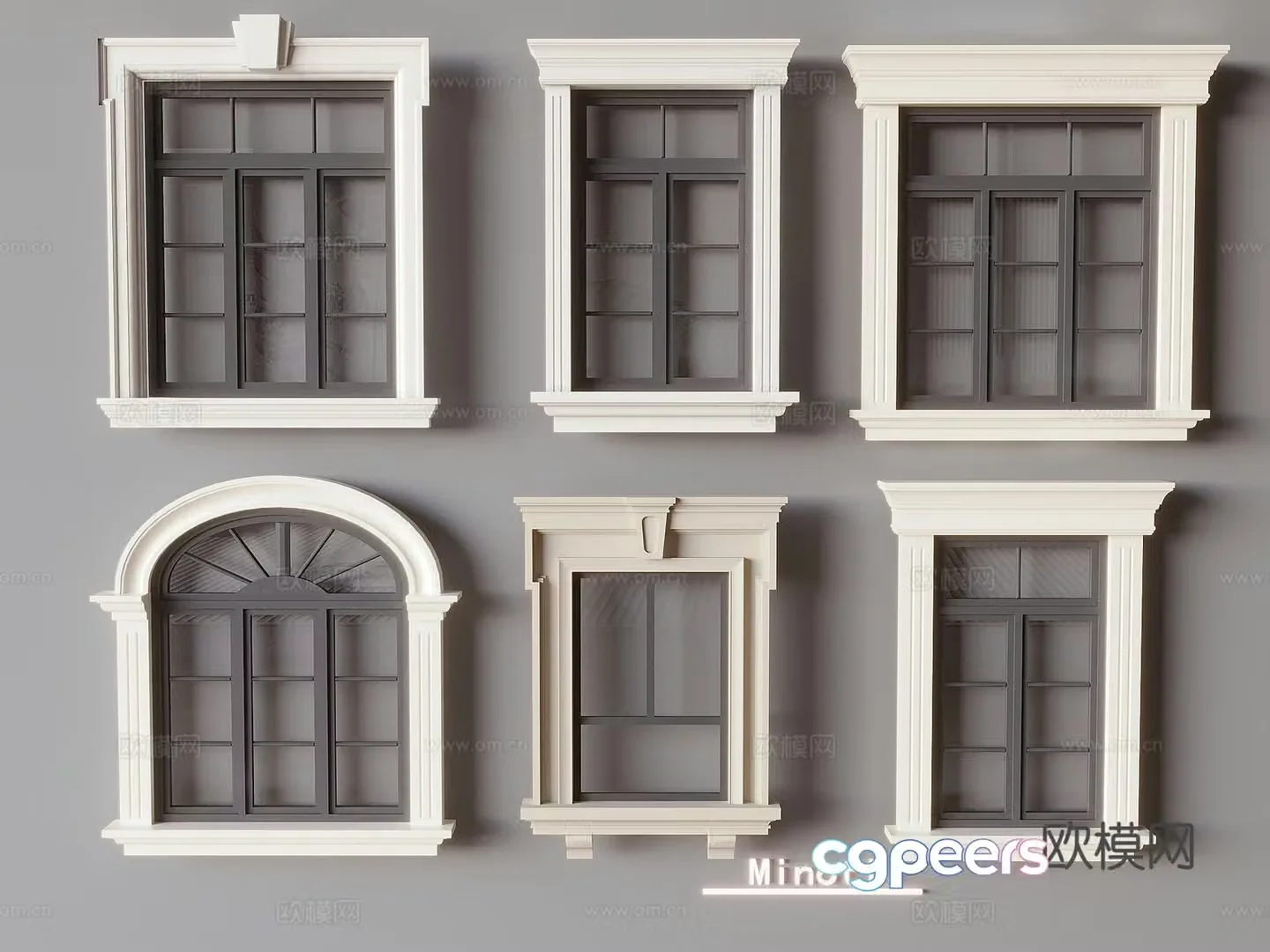 Window European style window Curved window 3D model