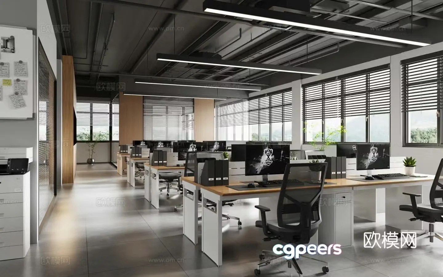 Modern open office area 3D model