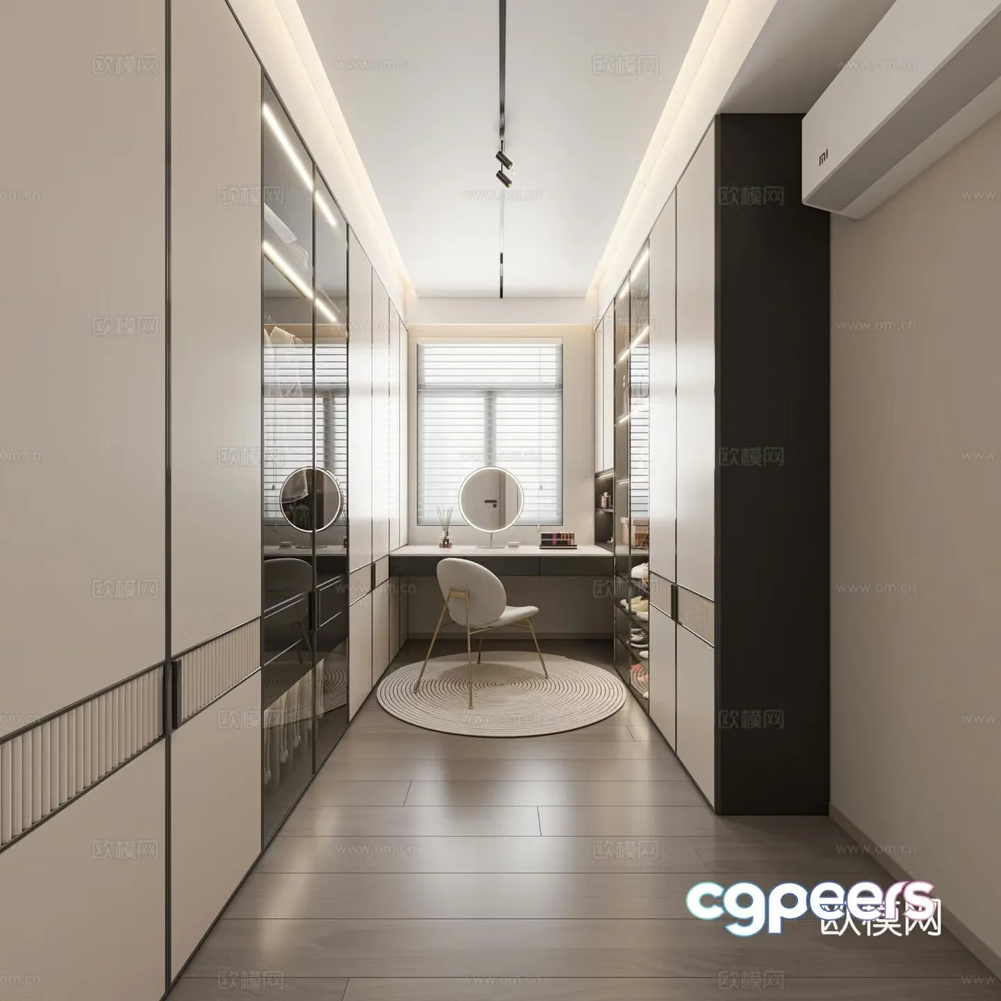 Italian style cloakroom black and white gray cloakroom 3d model