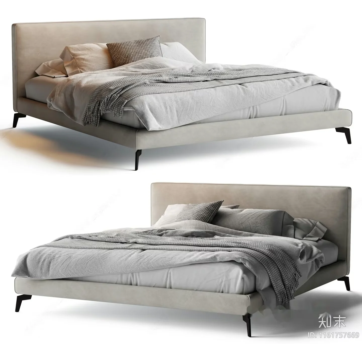 Cozy Bed With Pillows 3D Model – 8577 – VRAY Render
