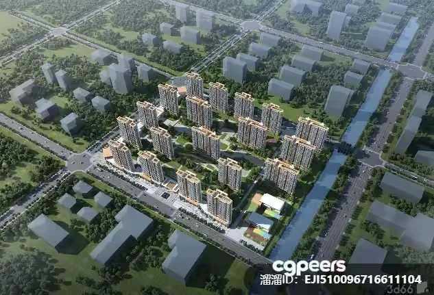 A 3D Rendering Of A Cityscape 3D Model – 9332 – VRAY Render