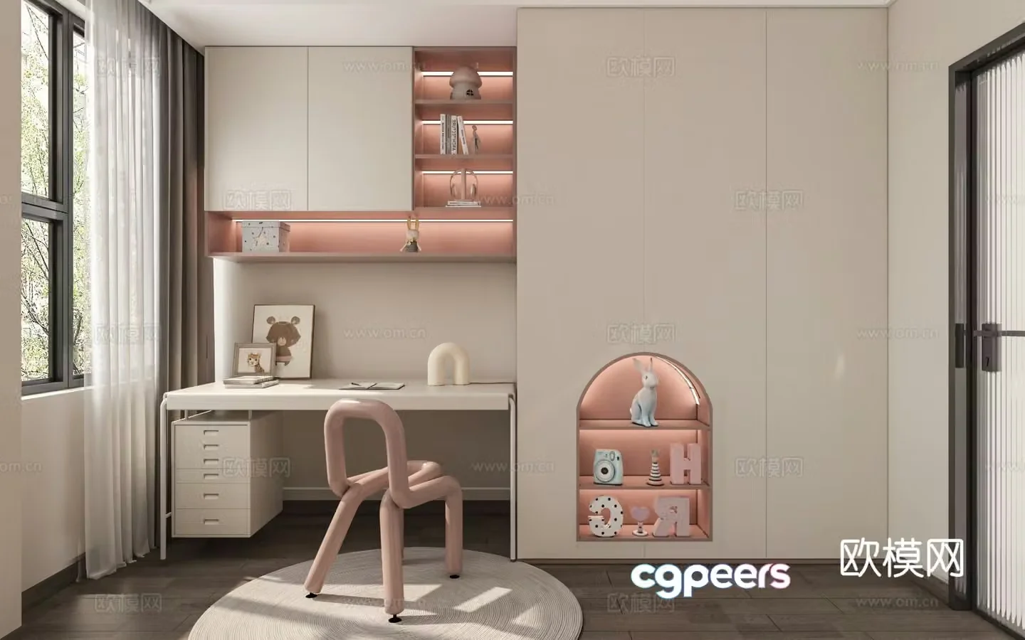 Modern children’s study room 3D model