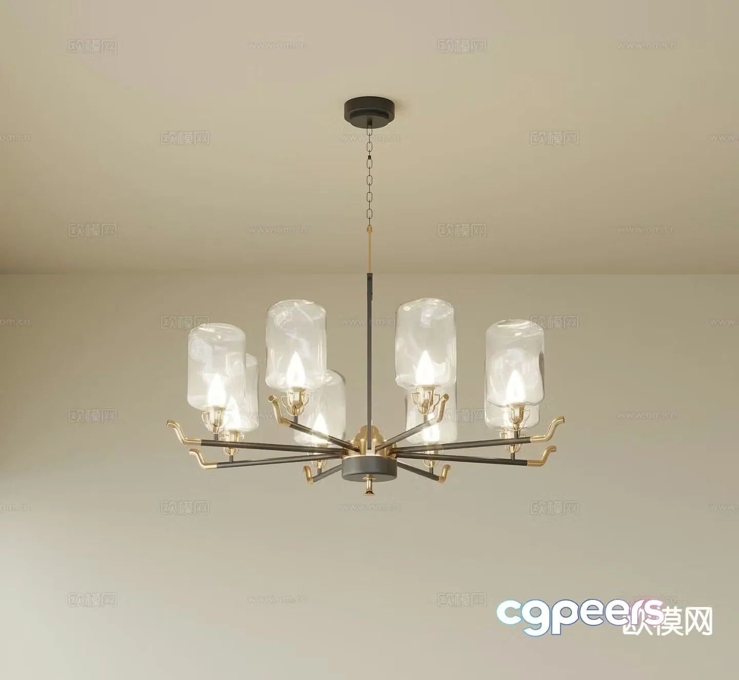 New Chinese style chandelier multi-head chandelier 3d model