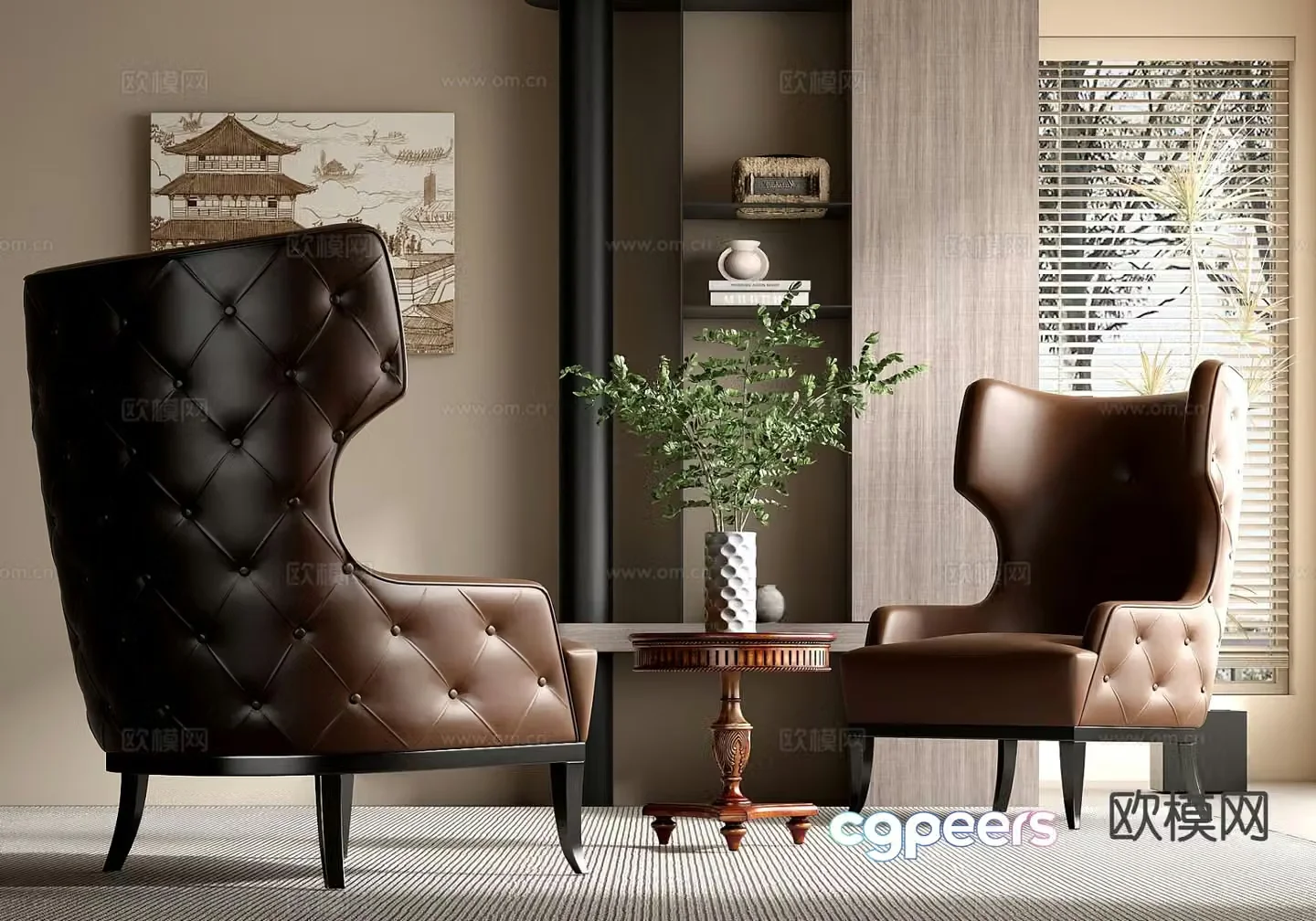 Simple European chair sofa chair leisure chair 3d model