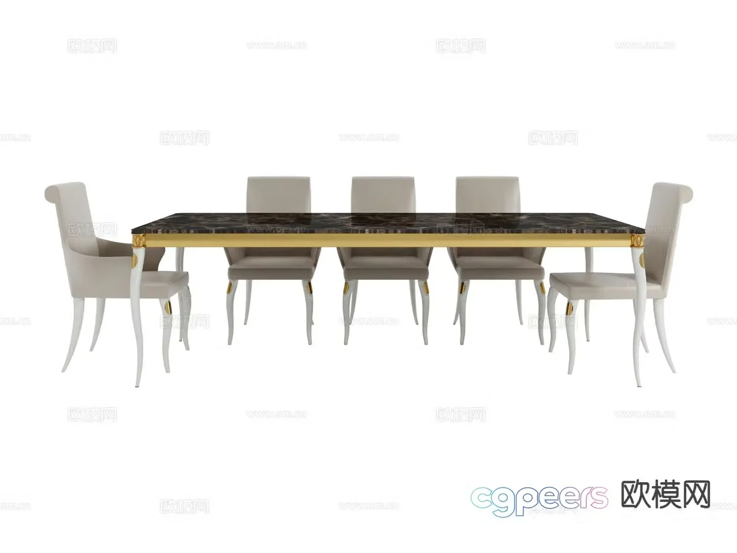 visionnaire long dining table and chairs 3d model