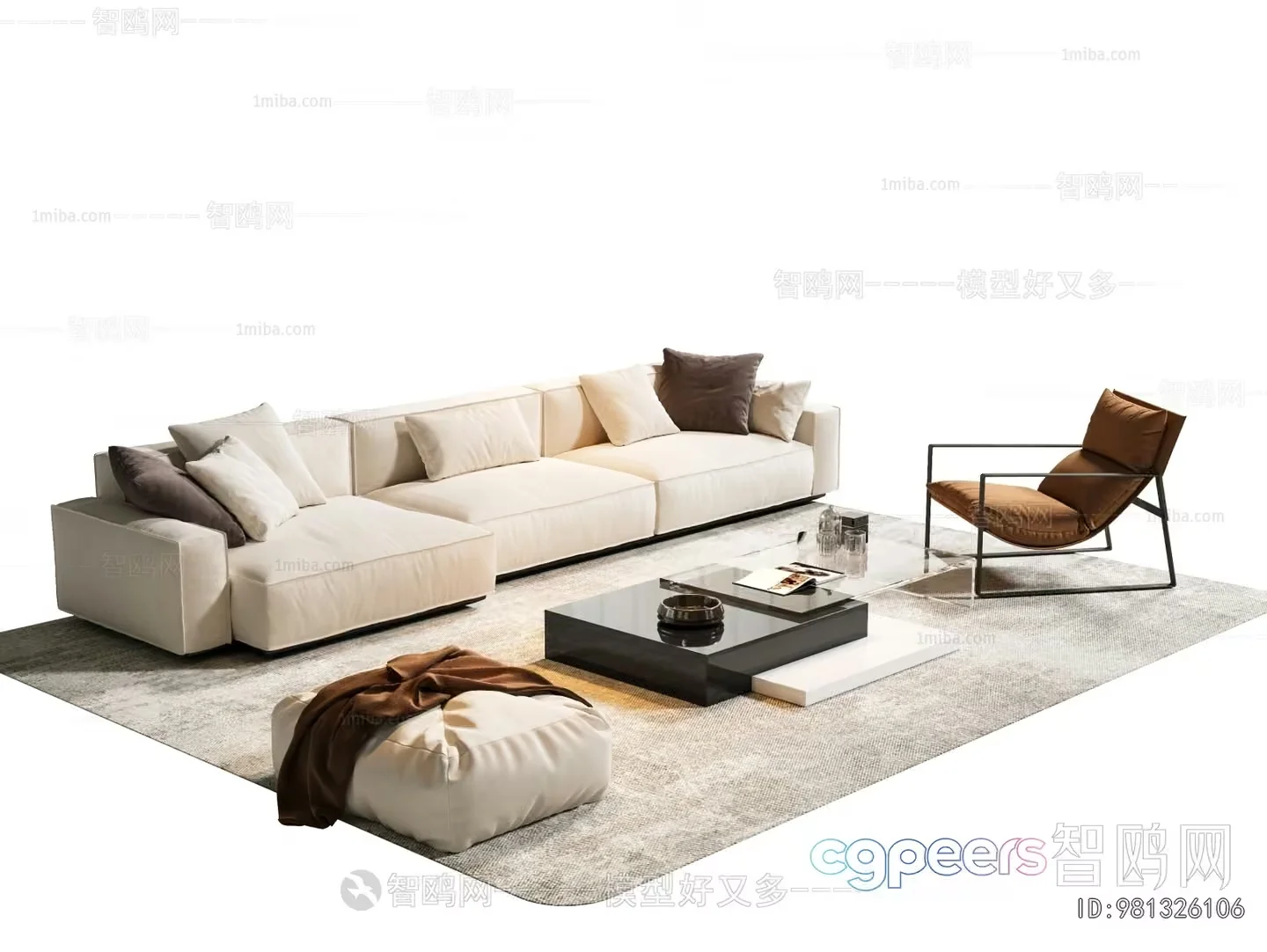 Modern Living Room 3D Model – 5574 – CORONA Render