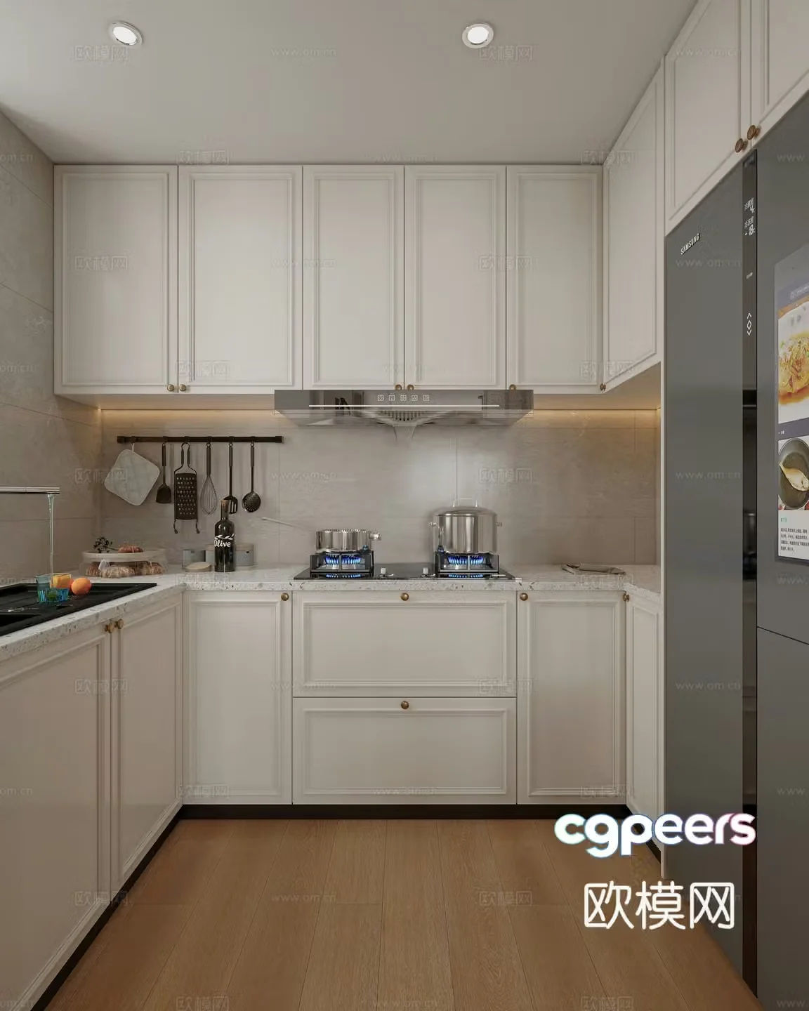 French retro style kitchen 3d model