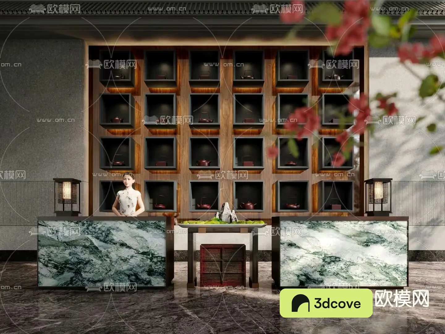New Chinese style hotel reception front desk service desk