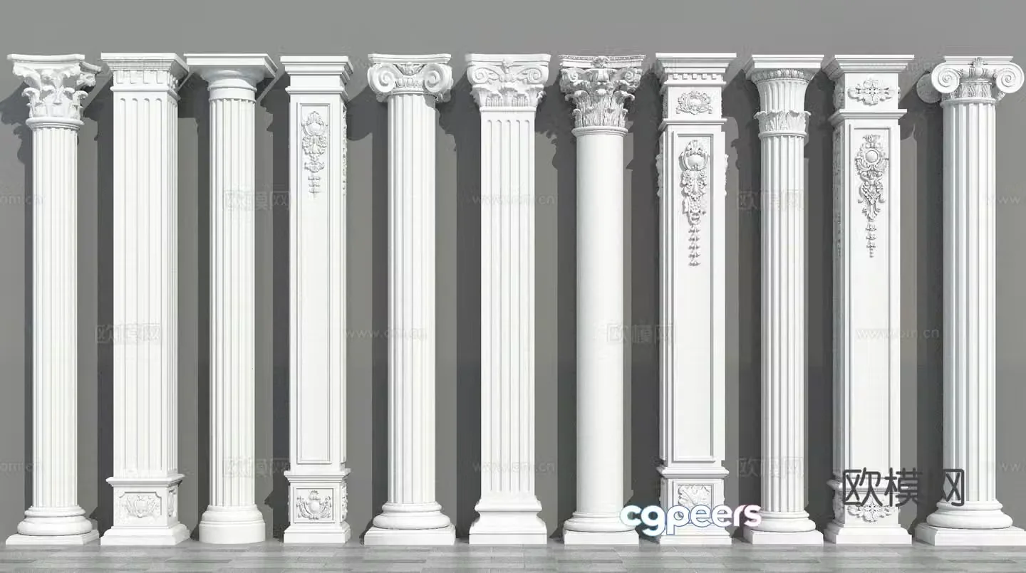 European Roman columns corner columns side columns 3D model