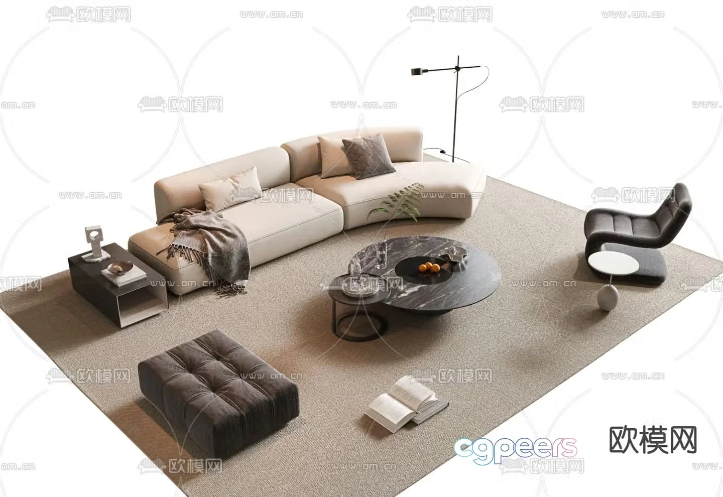 Modular sofa curved sofa 3d model