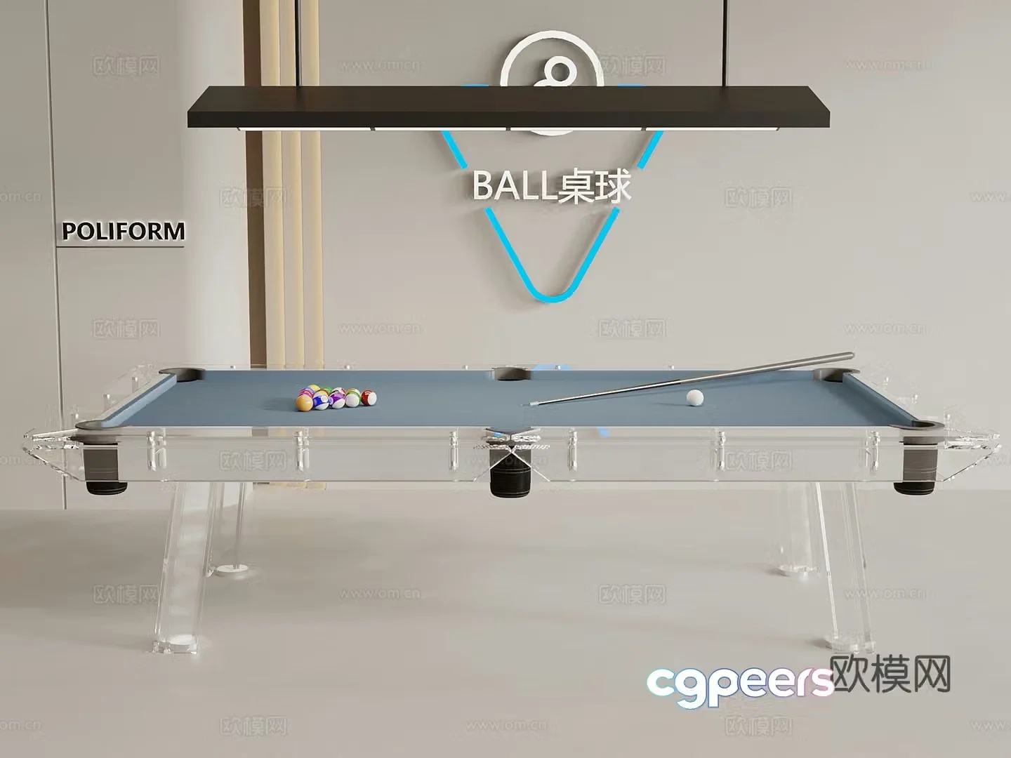 Modern billiard table Crystal billiard table 3d model