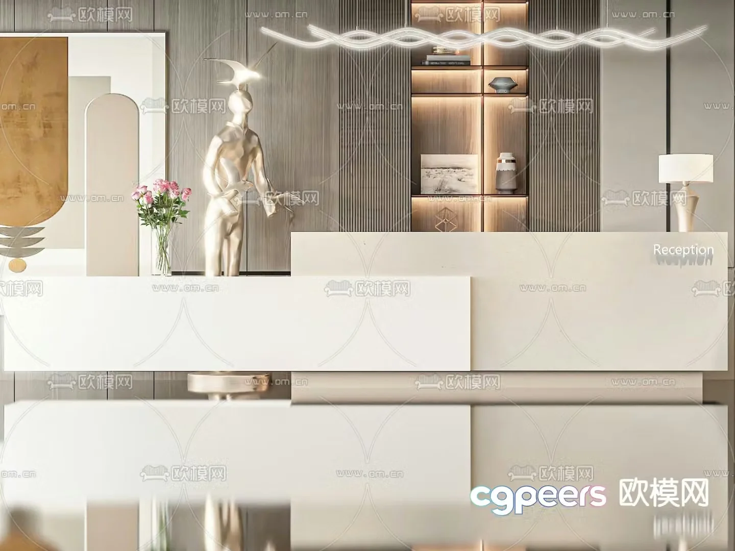Front desk service desk reception desk 3d model
