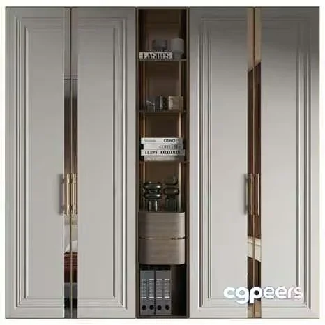 Modern White Wardrobe 3D Model – 17620 – VRAY Render