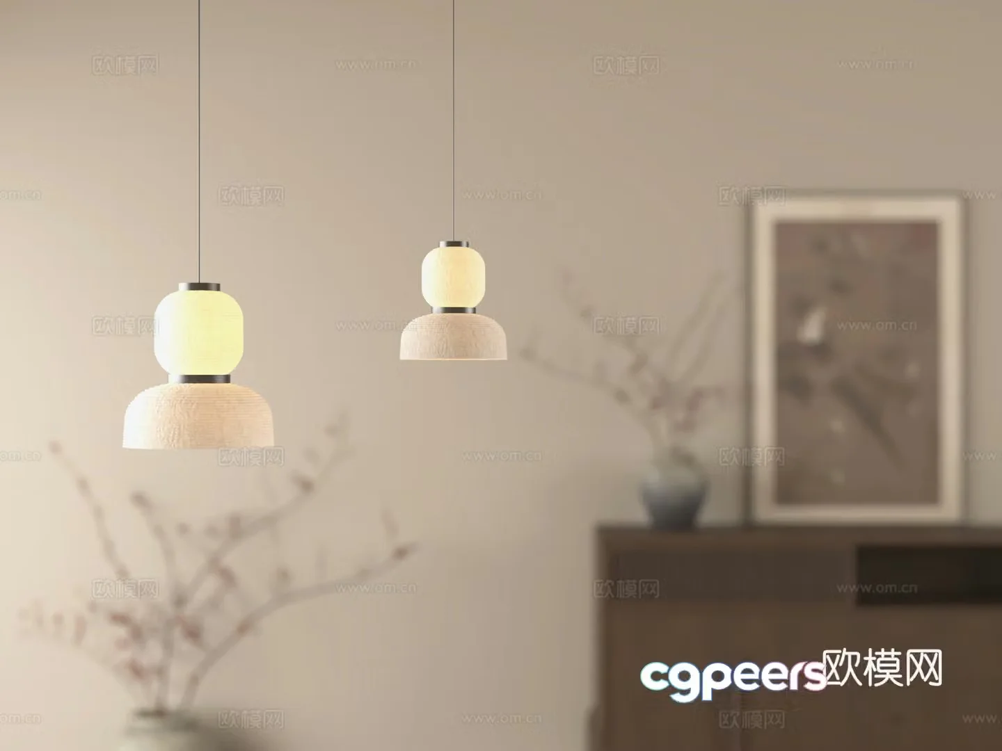 New Chinese chandeliers bedside chandeliers fishing line chandeliers 3D model