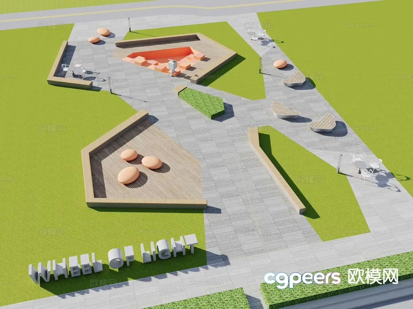 pocket park garden landscape 3d model