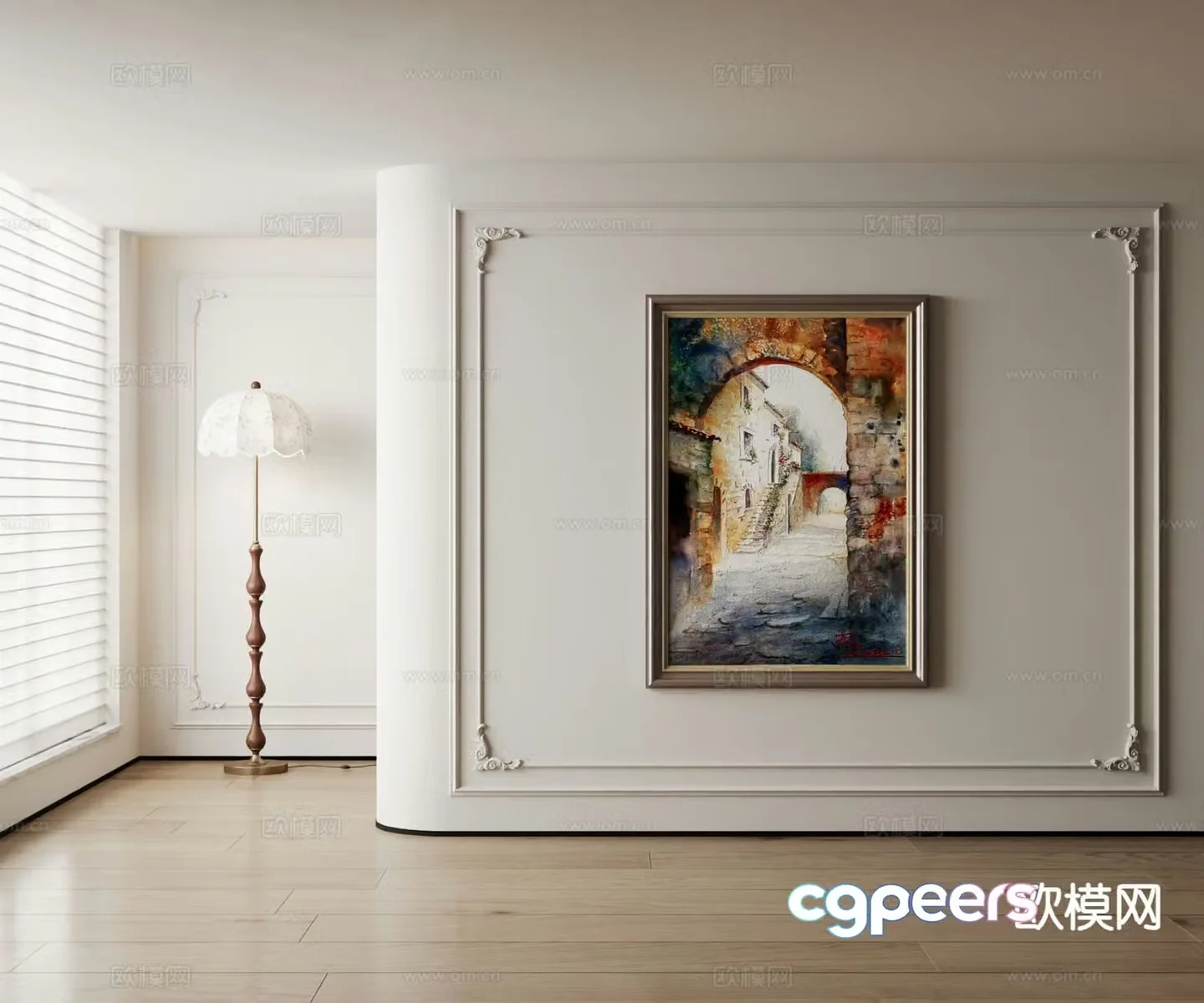 American decorative painting alley oil painting 3d model