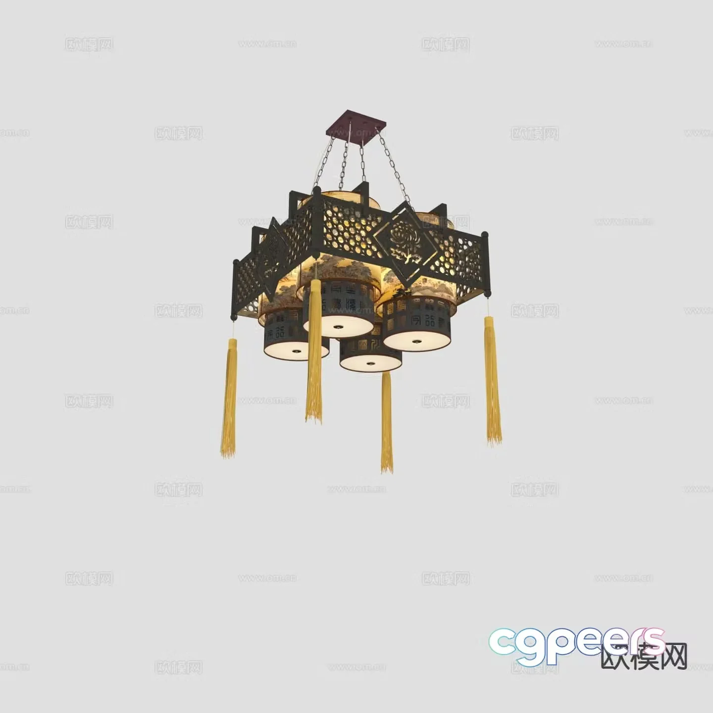 New Chinese style chandelier wooden chandelier 3d model