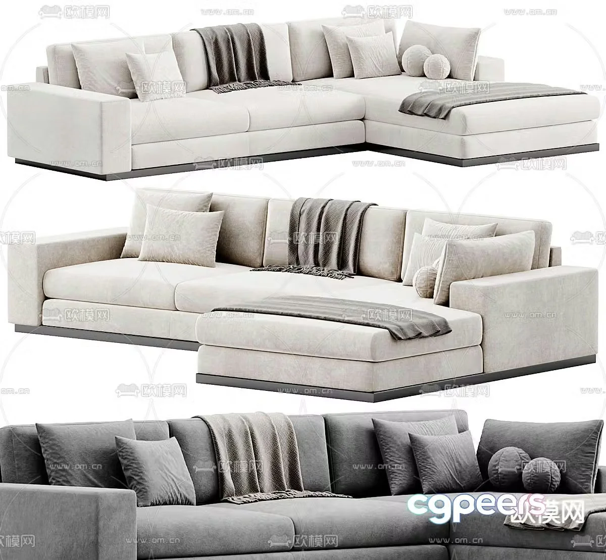 multi-person sofa corner sofa 3d model
