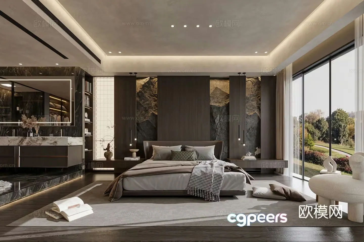 Modern Italian master bedroom 3d model