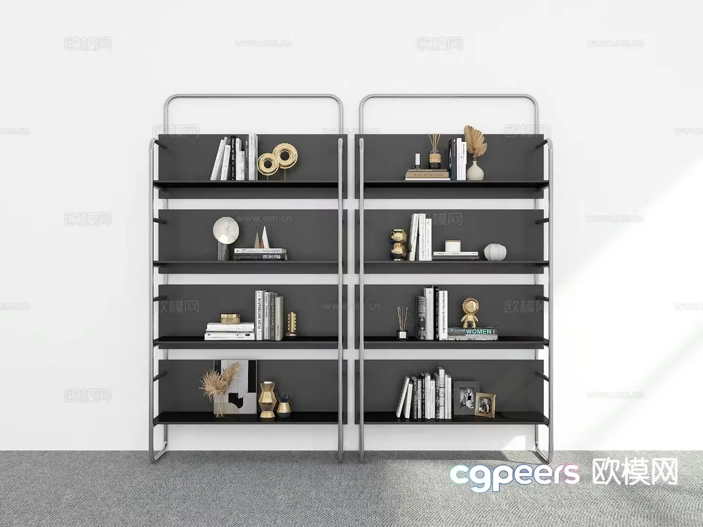 Modern bookcase bookshelf 3d model