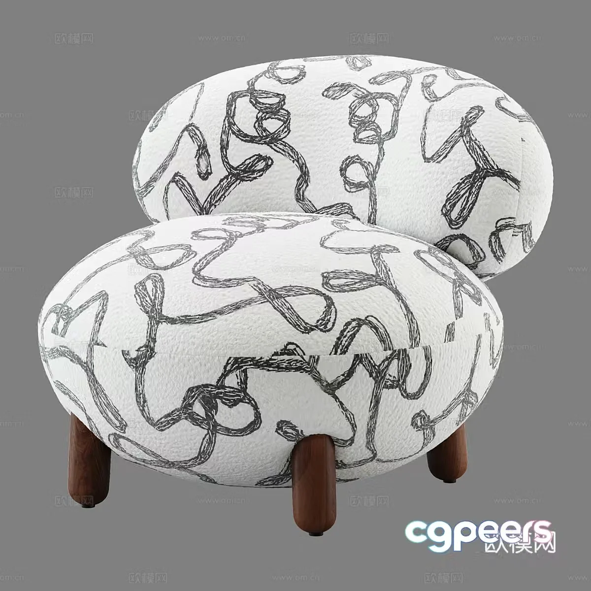 Nordic leisure sofa sofa chair printed fabric sofa 3d model