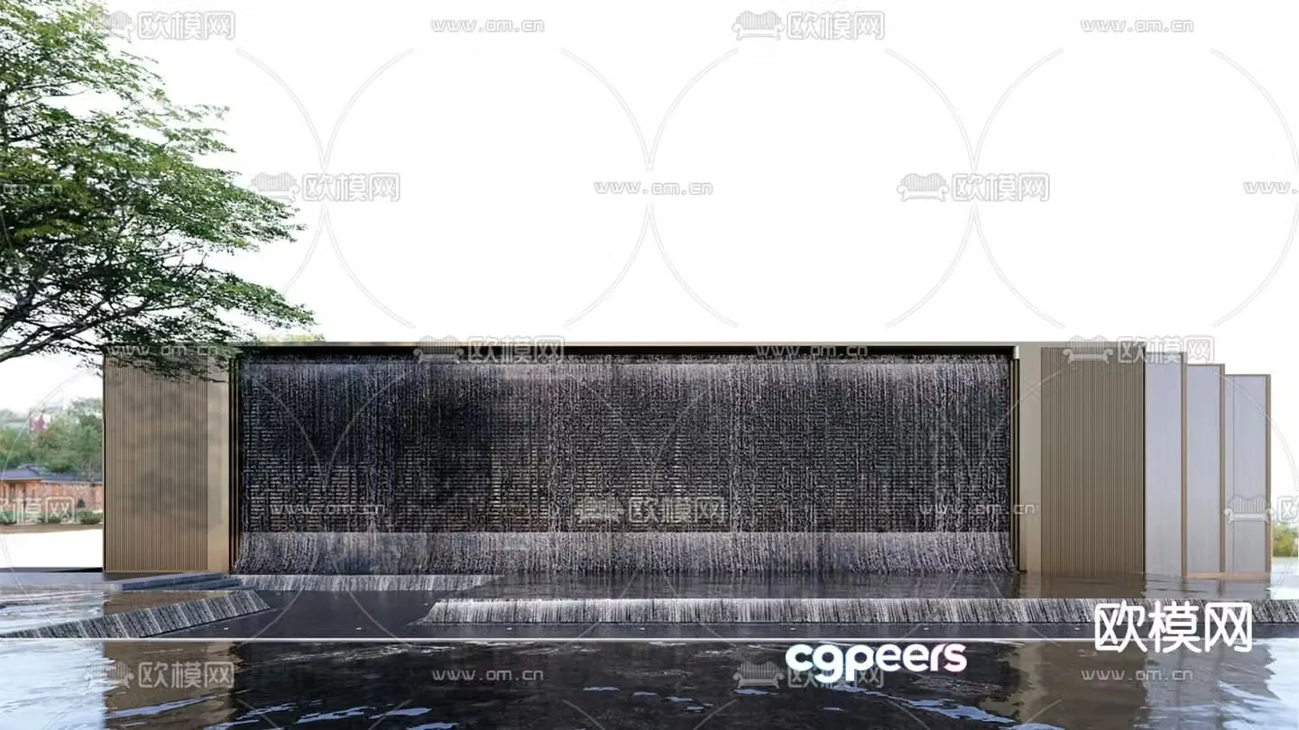 Modern flowing water landscape flowing water sketch 3D model