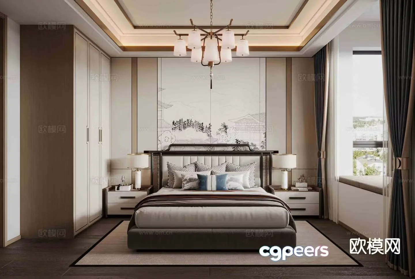 New Chinese style master bedroom bedroom 3d model
