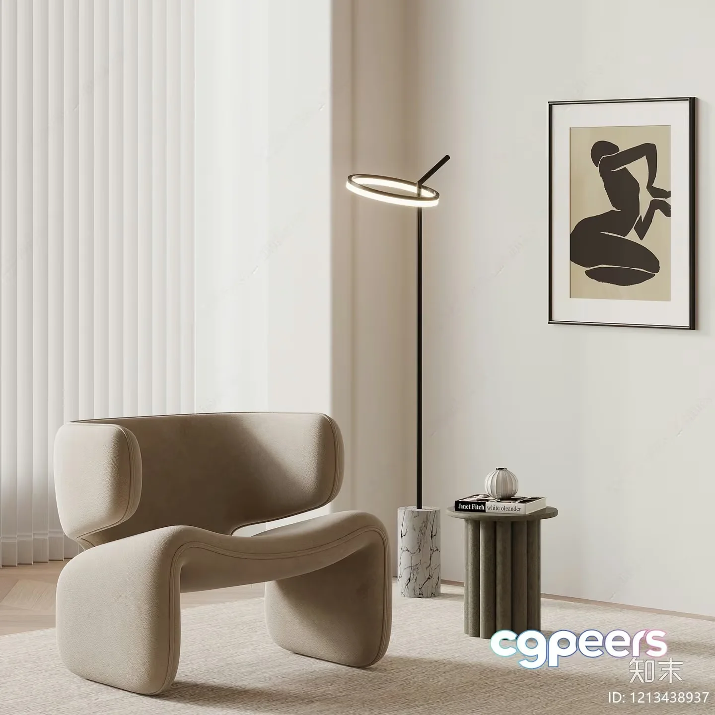 Modern Minimalist Living Space 3D Model – 16839 – VRAY Render