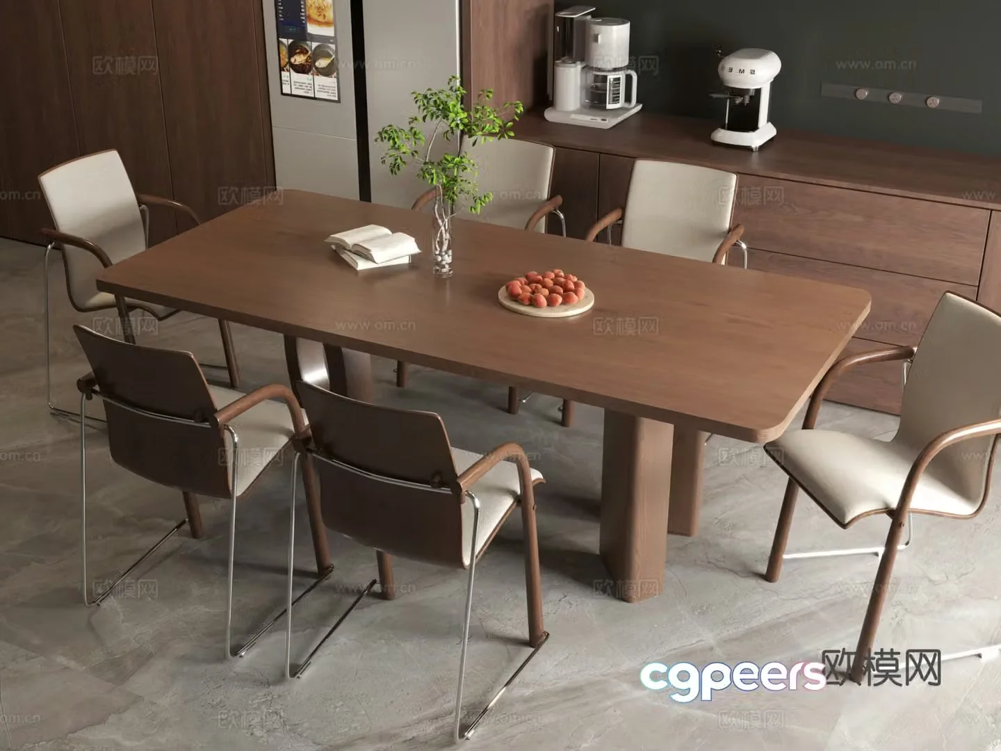 Modern dining table medieval dining table wabi-sabi dining table dining table chair 3d model