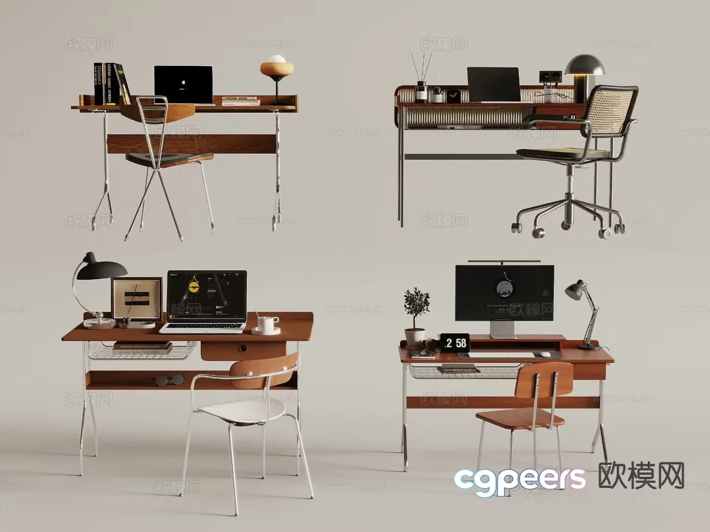 Medieval style desk writing desk computer desk 3d model
