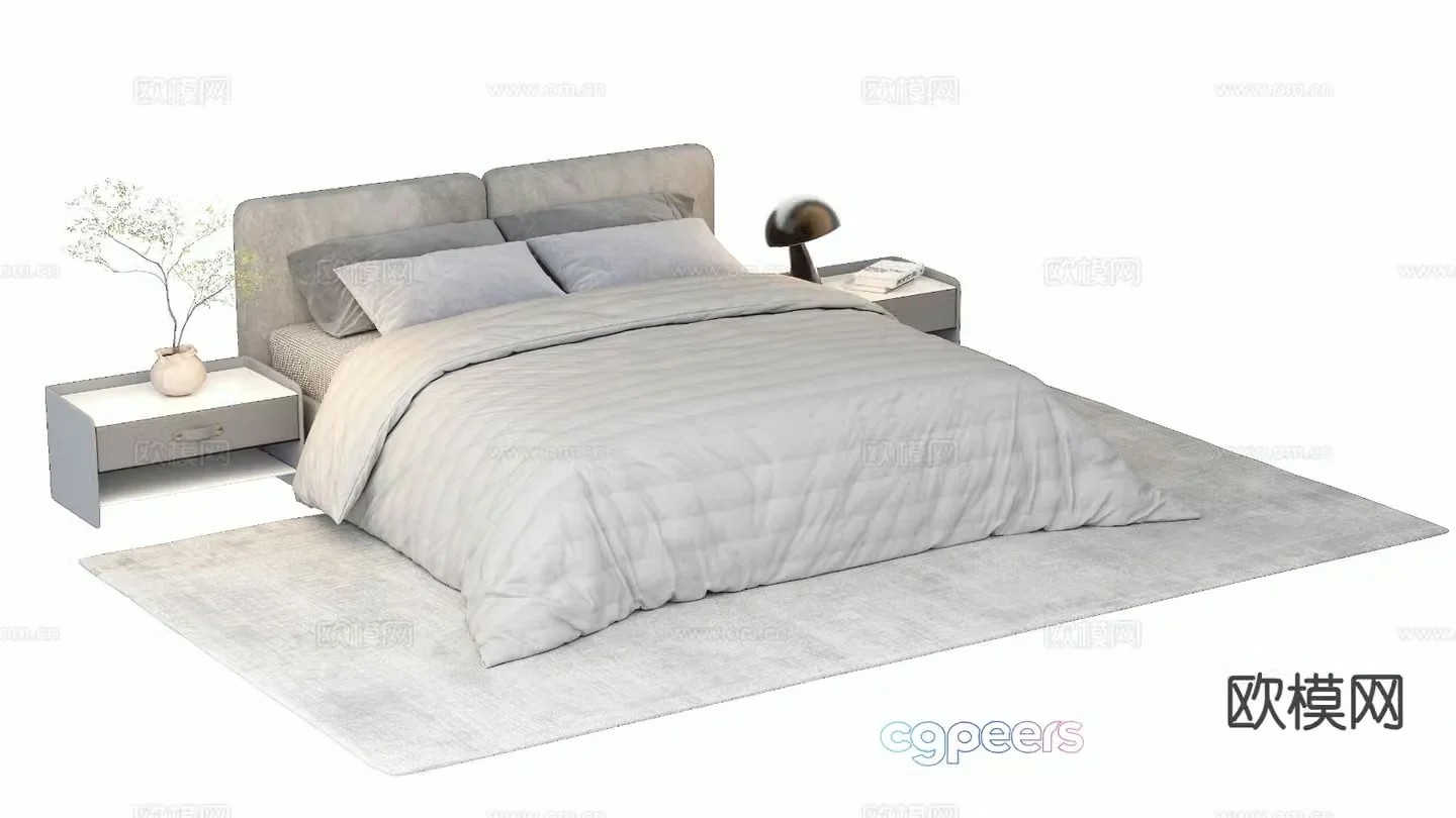 Modern double bed 3d model
