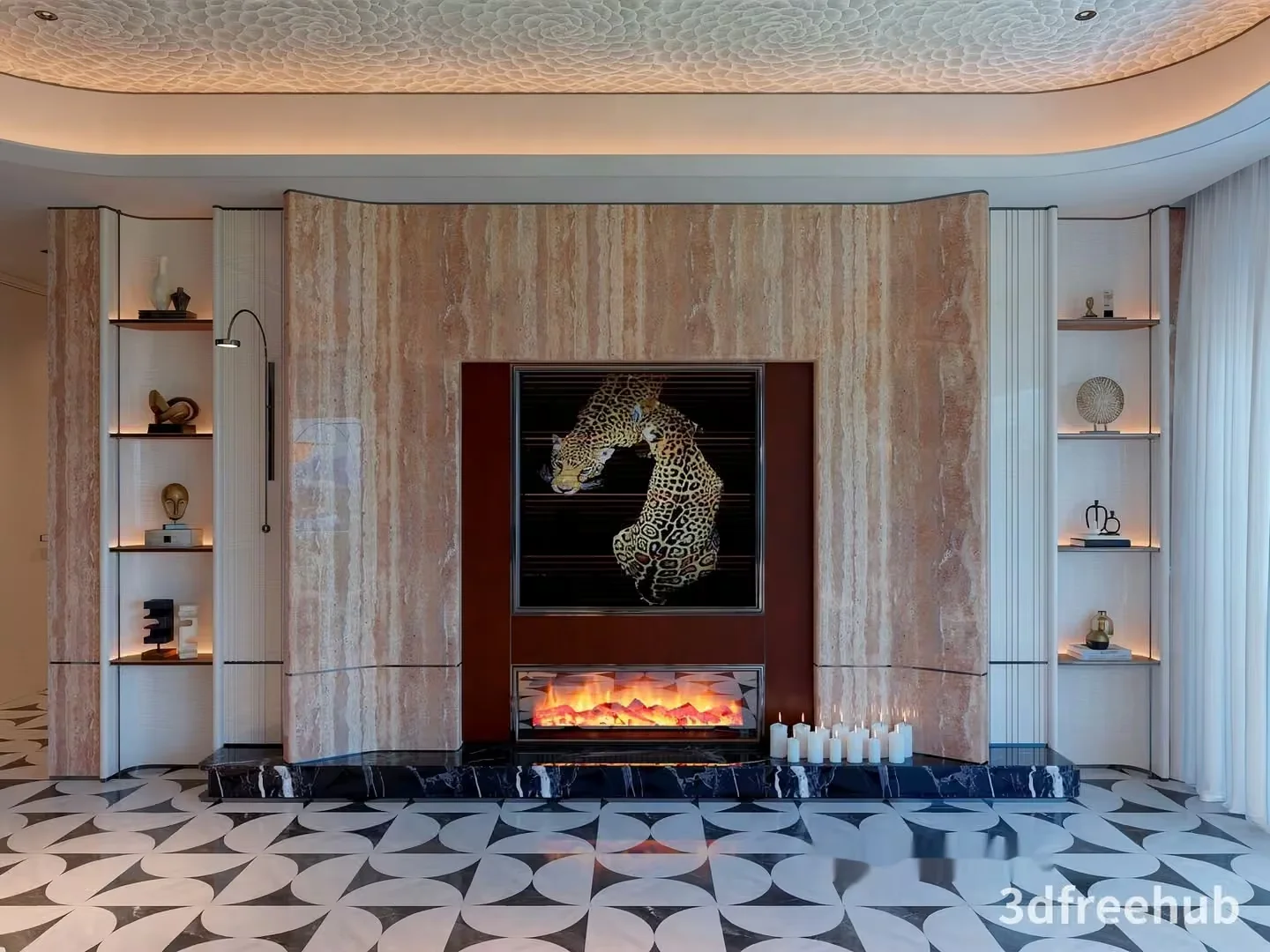 A Modern Living Room 3D Model – 20236 – VRAY Render