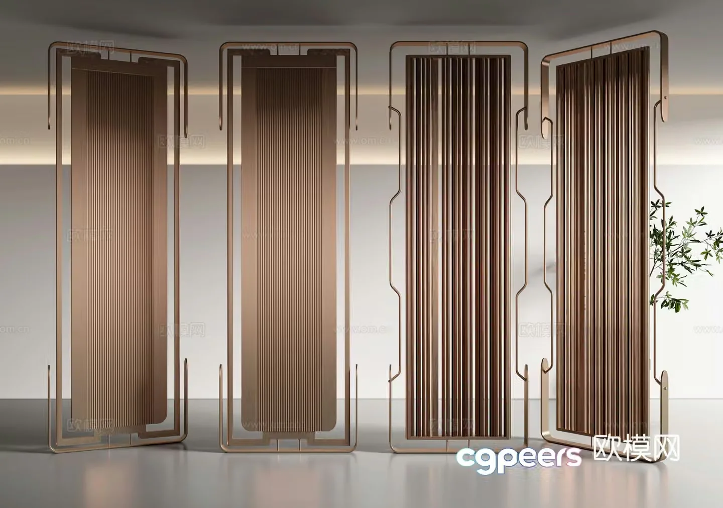 Modern light luxury metal screen partition 3d model