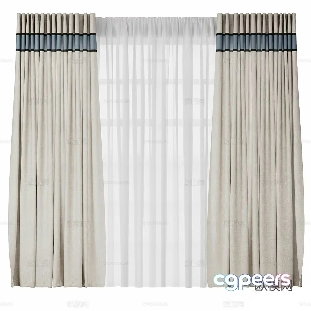 New Chinese children’s fabric curtain 3D model
