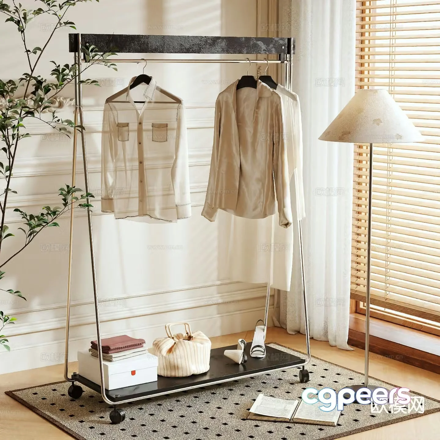 Clothes rack coat rack floor-standing clothes rack 3D model