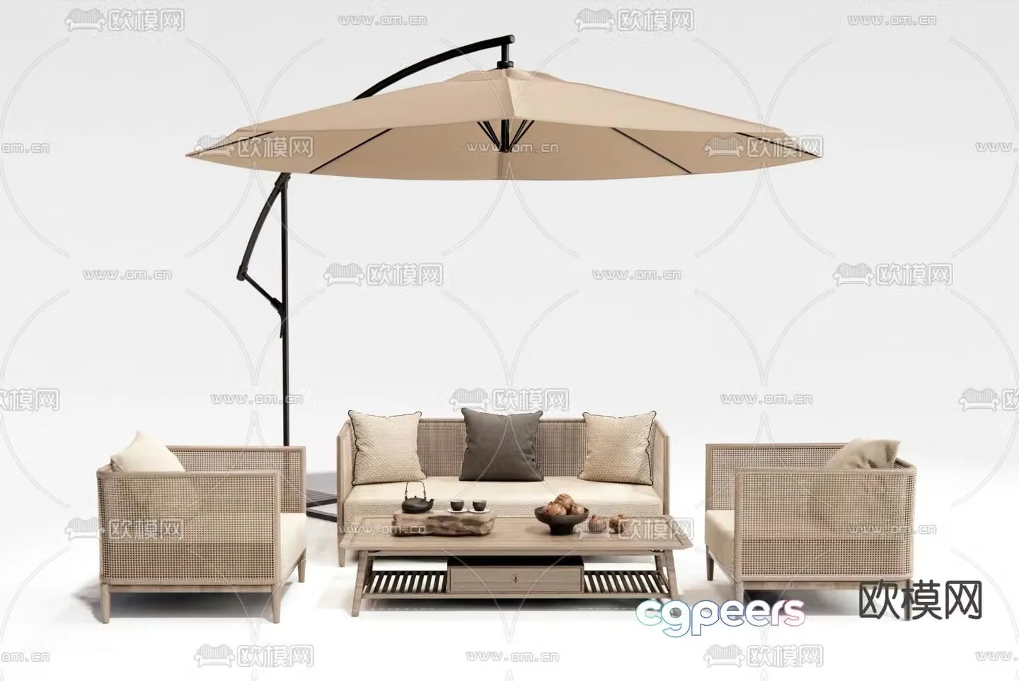 New Chinese style outdoor sofa 3d model