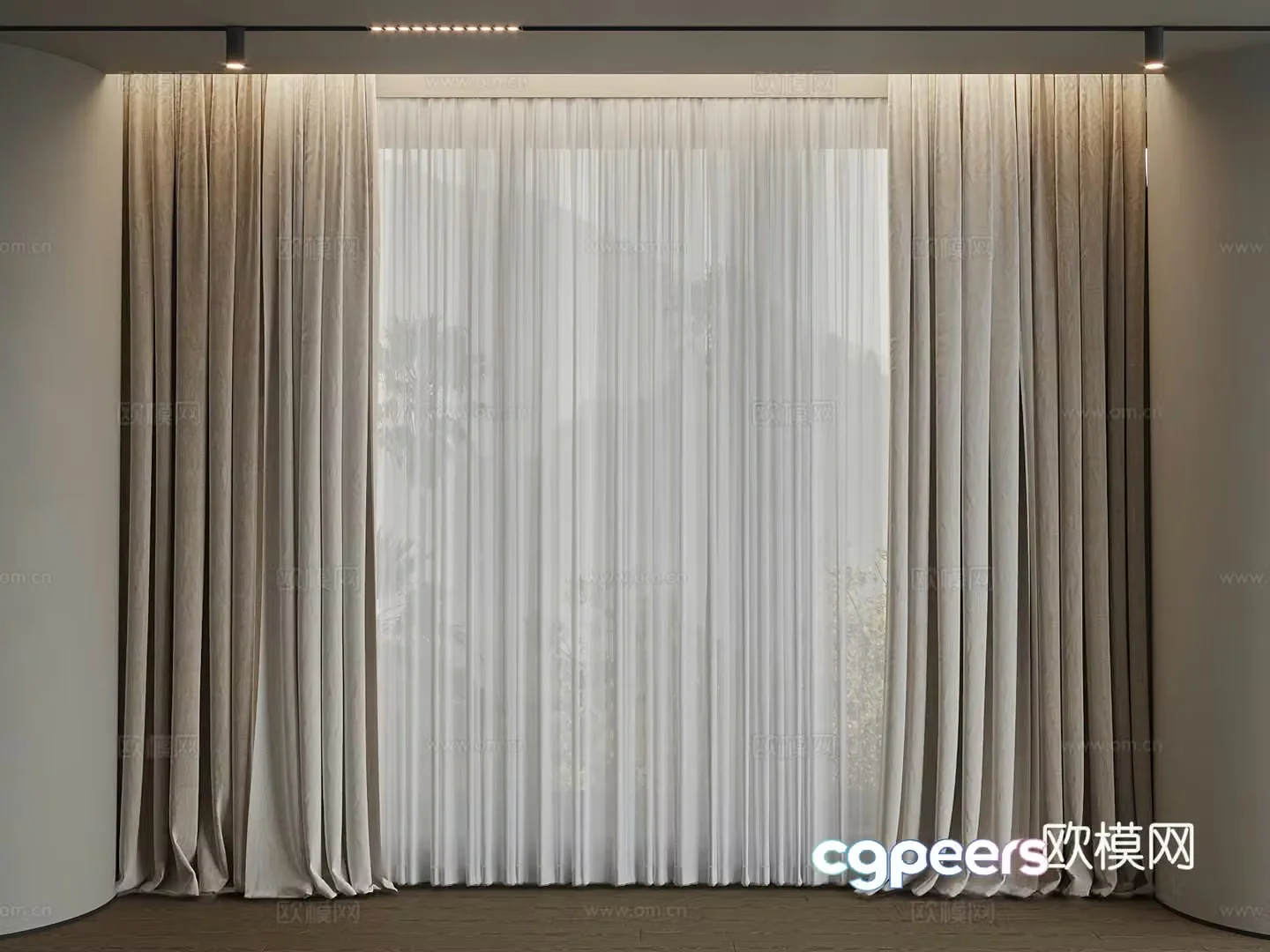 Modern curtains cloth curtains yarn curtains 3d model