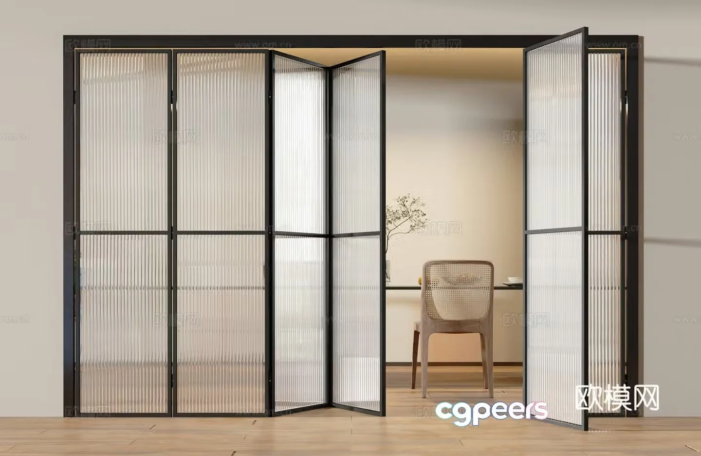 Modern glass sliding door 3d model