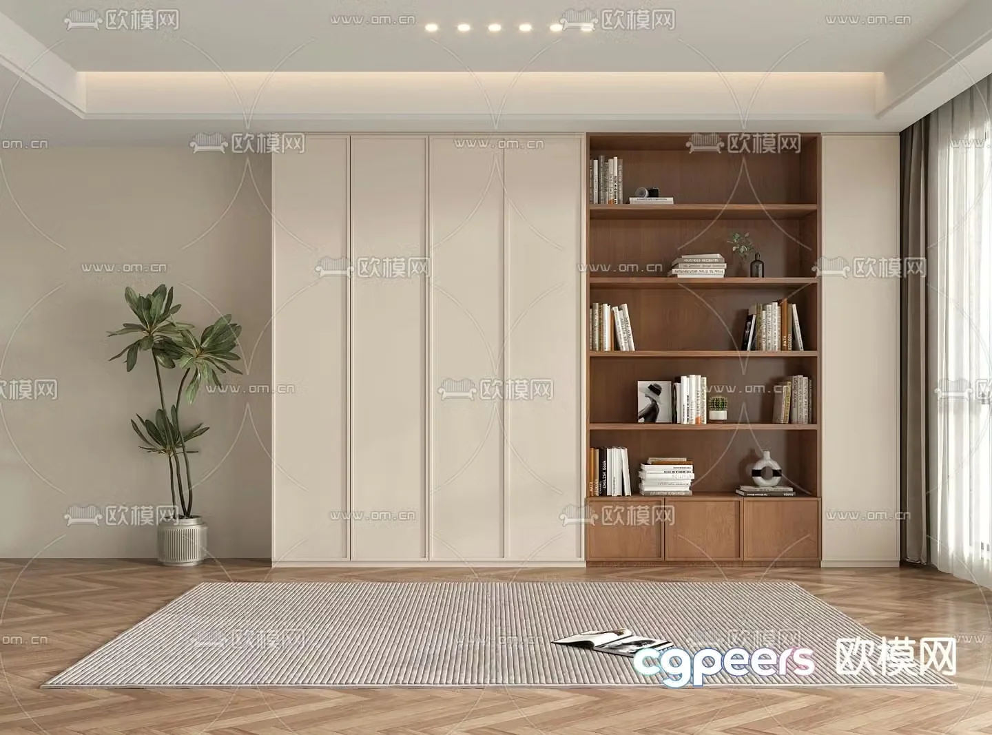 Middle-aged bookcase display case 3D model