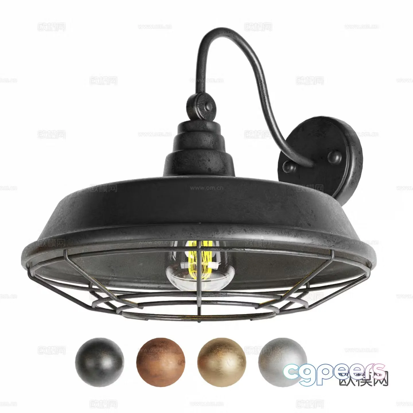 Modern industrial style outdoor metal wall lamp 3d model