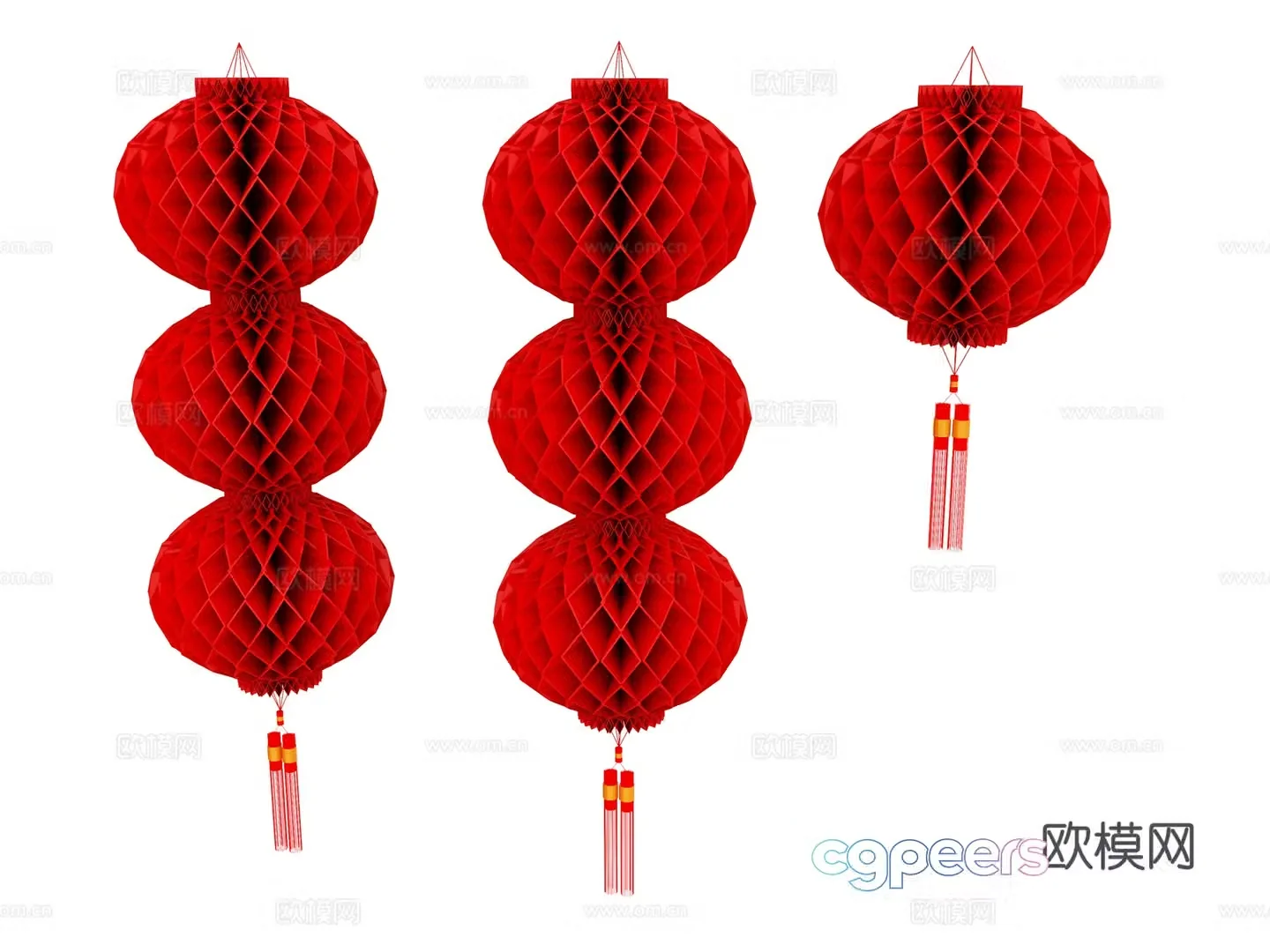 Chinese lantern red lantern colorful lantern festival lantern 3d model