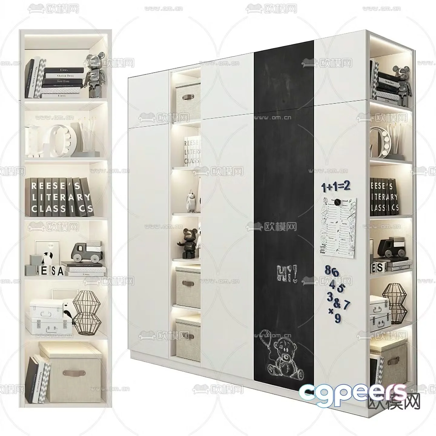 Children’s bookcase storage cabinet 3d model