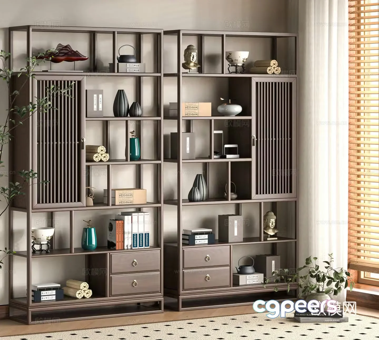 New Chinese style 3D model of Bo Gu shelf