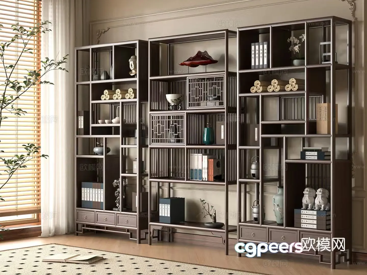 New Chinese style 3D model of Bo Gu shelf